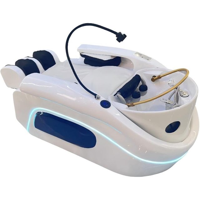 Electric Massage Shampoo Bed with Steam Water Circulation Ambient Light Fiberglass Hair Salon