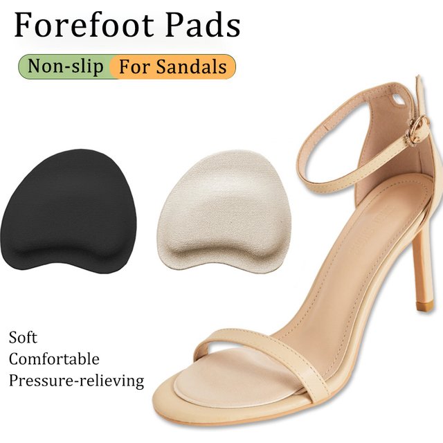 1pair Thickened Sponge Forefoot Pads Anti-Slip Insoles Self-Adhesive Women High Heels Pain Relief Inserts Toe Cushion Foot Care