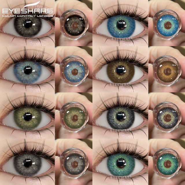 EYESHARE 2Pcs Colored Contact Lenses for Eyes Natural Contact Lenses Black Contact Lens Blue Lenses Cosmetic Brown Eye Contacts