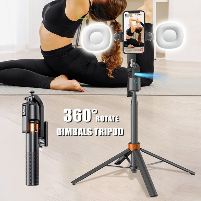 180cm/70.9in 360°Rotation Phone Holder Gimbals Stabilizer Bluetooth Facial Tracking Selfie Stick Tripod for Mobile Camera GoPro
