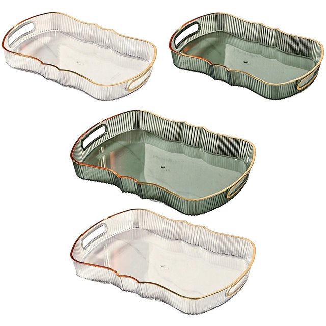 Acrylic Serving Tray with Handle Decorative Tray Jewelry Perfume Cosmetics Holder for Home Kitchen Bread Living Room Office