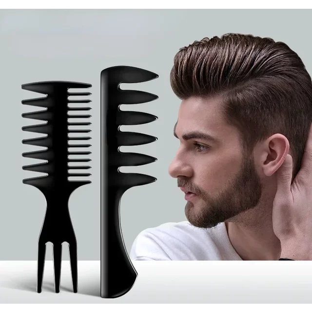 Wide Teeth Hairbrush Oil Fork Comb Men Hair Beard Trim Hairdressing Brush Afro Hairstyle Barber Styling Tools Salon Accessories