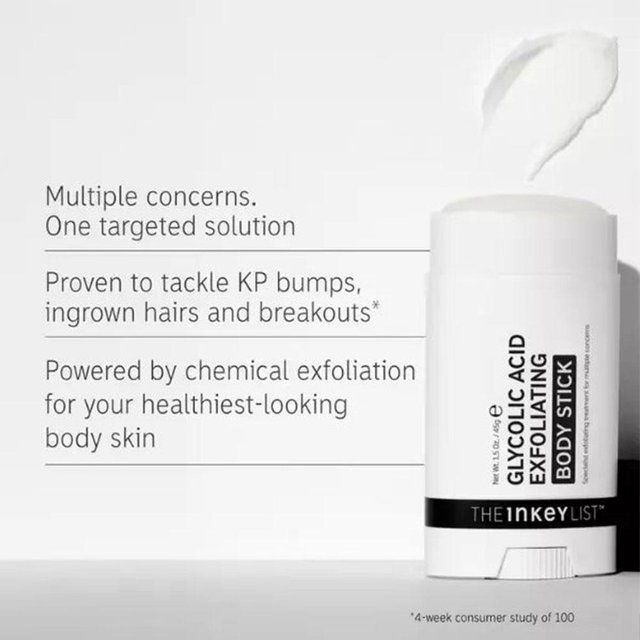 The Inkey List 7% Glycolic Acid Exfoliating Body Stick Ingrown Hairs Treatment Brightening Smoothing Moisturizing Skin Care