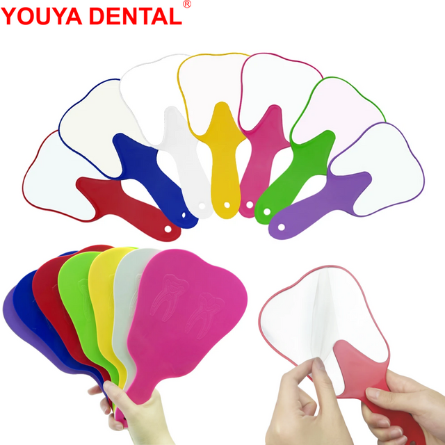 1Pcs PVC Unbreakable Hand Mirror Tooth Shaped Handheld Mirror Dental Mouth Examination Makeup Mirror Dentistry Accessories Gifts
