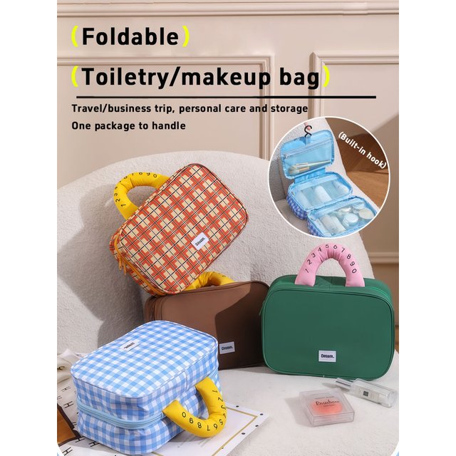 1PC Autumn and Winter Travel Grid Storage High Appearance Level Outdoor Makeup Bag Large Capacity Portable Cosmetics
