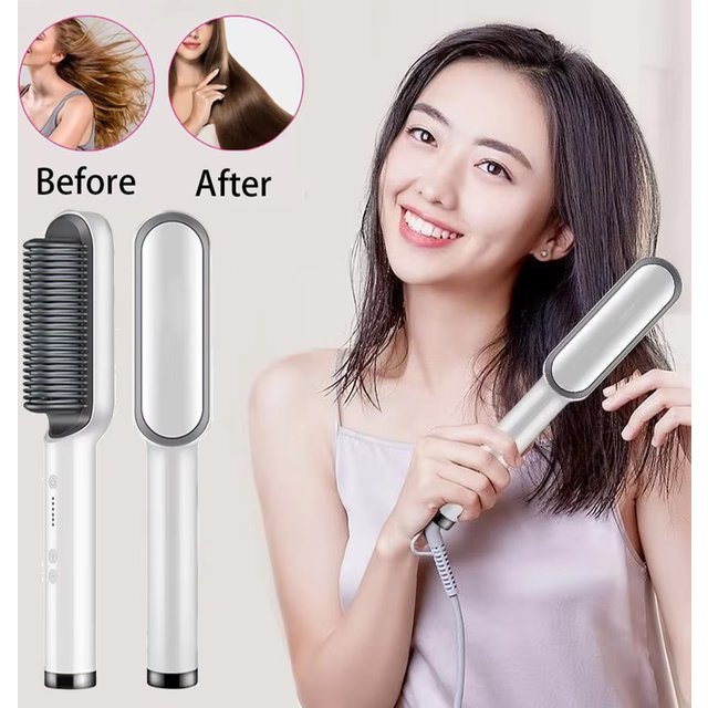 Portable Multi Ptc Electric Hair Brushes Fast Heating Hair Straightening Styling Tool With Anti-Scald Feature Straightener Brush