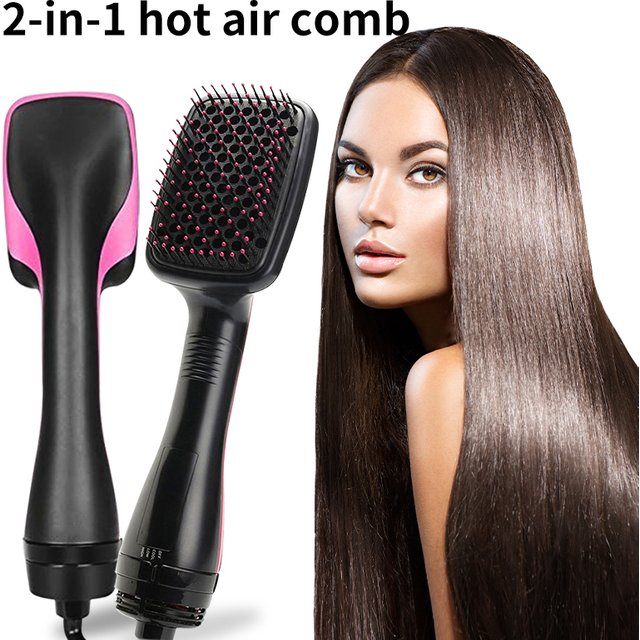 One Step Hair Dryer & Volumizer Professional Straightening Curling Paddle Brush 2 In 1 Air Cushion Brush for women Hot Air Brush