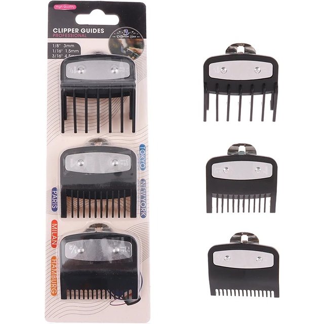 Black Limit Comb Set Hair Clipper Guards Guide Combs Trimmer Styling Tools Attachment Compatible 1.5mm 3mm 4.5mm 1Pcs