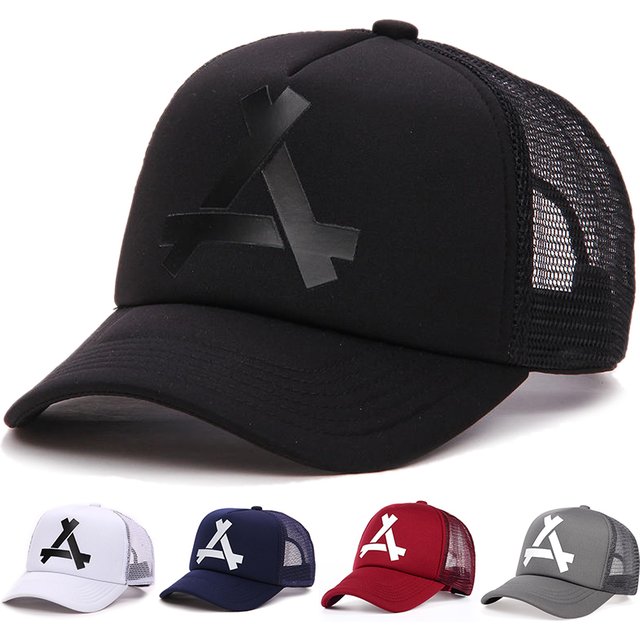 Unisex A- Letter Printing Baseball Net Caps Hip Hop Cap Spring and Summer Outdoor Adjustable Casual Hats Sunscreen Hat