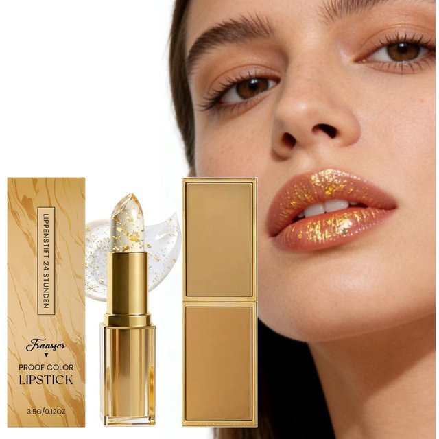 Gold Leaf Moisturizing Lip Balm Long Lasting Hydrating Lip Care Glossy Natural Tint Temperature Change Lipstick Makeup