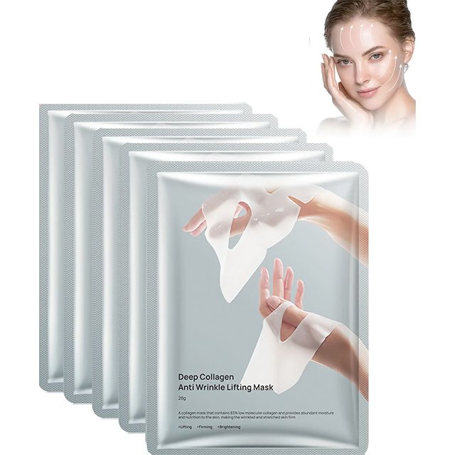 Deep Collagen Anti Wrinkle Lifting Mask Collagen Face Mask Overnight, Deep Collagen Mask for Lifting Firming Moisturizing(5Pack)
