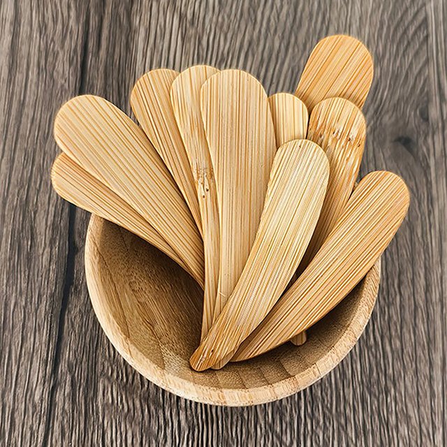10Pcs Diy Mask Beauty Tool Skincare Cream Spoon Cosmetic Mini Face Clay Ointment Scrub Mask Brush Wooden Bamboo Spatula Curved