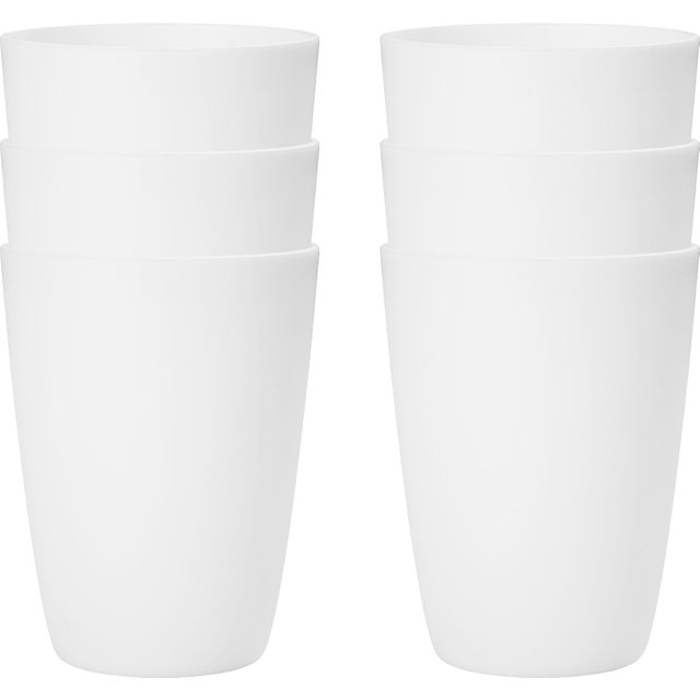 2/4/6pcs Plastic Material White Reusable Cup, Suitable for Home Kitchen Dormitory Milk Juice Cup Drinking Cup Mouthwash Cup