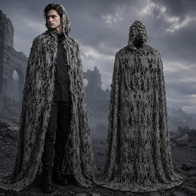 Cape à capuche usée d'Halloween, costume de fantôme ou de faucheur pour adulte, cape usée, tenue de cosplay d'horreur pour fête, carnaval, mascarade