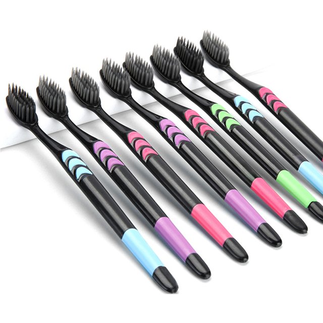 10 Pieces Packed Toothbrush Deep Cleaning Soft Bristle Bamboo Charcoal Black Hair Ultra-Fine Health Teethbrush Oral Cleaning
