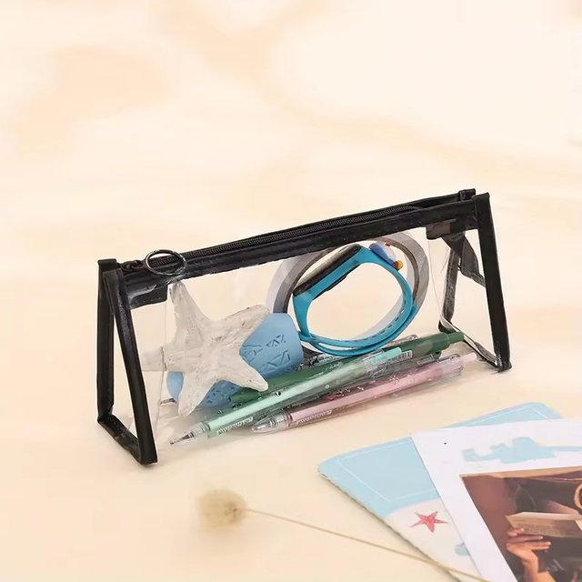 Transparent PVC Triangular Pencil Cases Large Capacity Simple Pen Bags Cosmetic Bag Pouch School Study Stationery Office Supplie