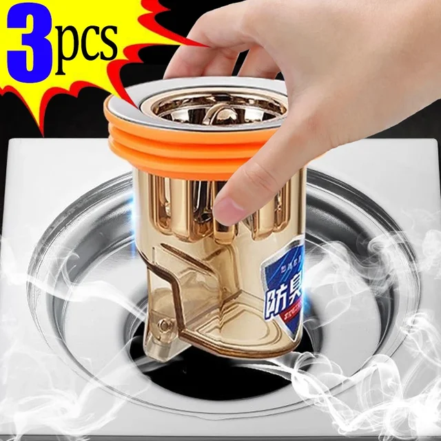 Bathroom Floor Drain Core Toilet Deodorant Anti-Odor Floor Drain Cover Hair Filter Gravity-Induction Sewer Shower Drain Strainer
