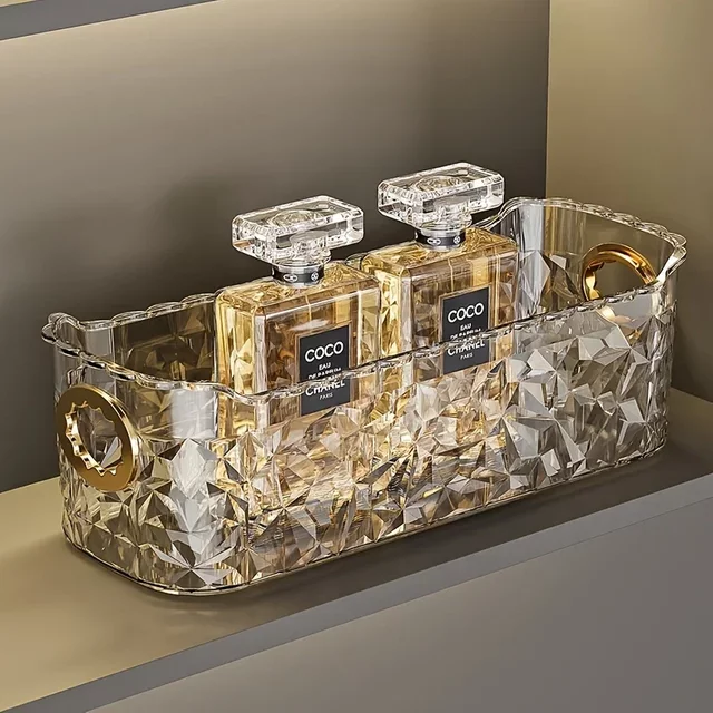 Cosmetic Storage Box, Freestanding Display Case, Lightweight, No Electricity Needed, for Bathroom, Vanity, Desk, Dorm