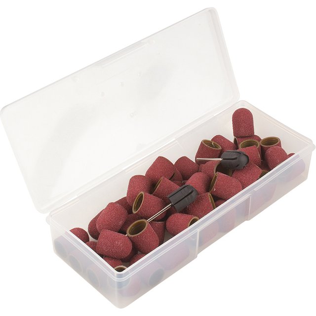 30/50pcs Nail Art Sanding Caps with Storage Box 2pcs Rubbers Nail Sand Bands Bit Pedicure Foot Care Cuticle Dead Skin Removing