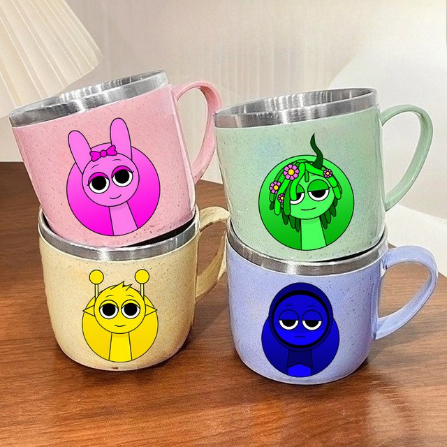 Sprunki Water Cup Kids Kawaii Stainless Gargle Toothbrush Cups Student Breakfast Milk Coffee Mug Children Home Accessories Gift