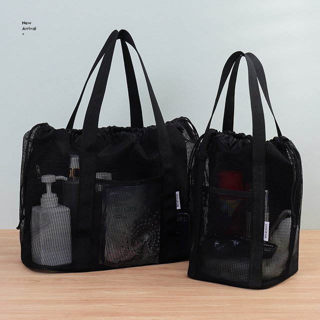 Large Capacity Summer Beach Bag Drainage Cosmetic Storage Bathing Bag Toiletry Makeup Bag Children's Coastal Mesh Wash Tote Bag