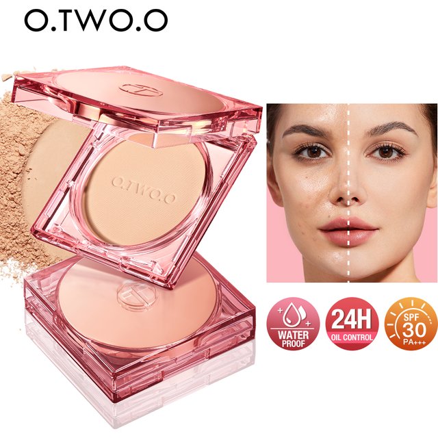 O.TWO.O Face Powder Oil-control 24 Hours SPF 30 PA+++ Long Lasting Waterproof Matte Face Makeup Cosmetic Setting Compact Powder
