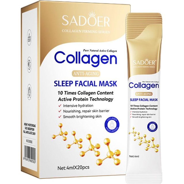 20pcs SADOER Collagen Sleeping Facial Masks Face Skincare Moisturizing Brightening Firming Hydrating Face Mask Facial Skin Care