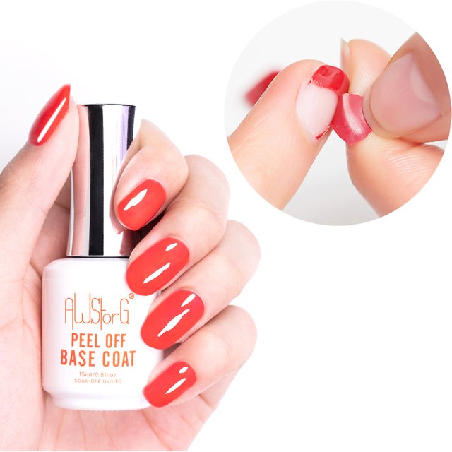 AWStorG 15ML Peel Off Base Coat UV Gel Nail Polish Clear Primer Semi Permanent UV Soft Pratice Gel For Protect Care Nails Art