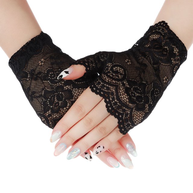 Fashion Sunscreen Dance Fingerless Mittens Lace Gloves Driving Gloves Short Gloves