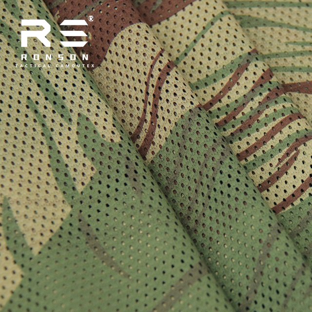 Mesh Fabric 120gsm RHODESINA Camouflage Printed Fabric Tactical Tricot Fabric Mesh for Face Mask Breathable Soft Feeling