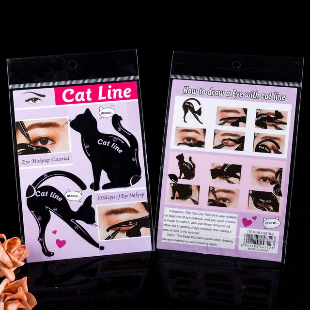 Modèle de maquillage multifonctionnel pour les yeux, ligne de chat noir, Eyeliner, fard à paupières, carte de pochoir, facile à dessiner, pochoir pour femmes pour le maquillage des yeux