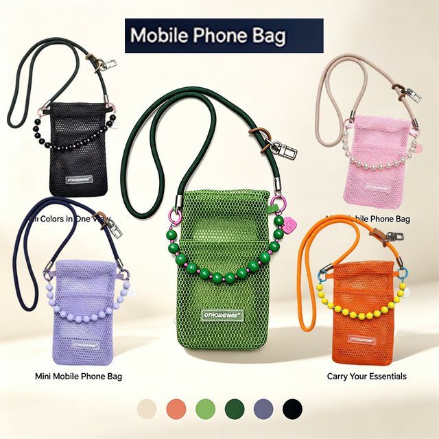 Sweet and Fresh Mobile Phone Bag for women Summer Style Cute Mini Shoulder Bag Crossbody Mesh Portable Cosmetics bag Phone mini