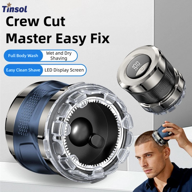 TINSOL Men's Electric Hair Trimmer Automatic Hair Clipper with LED Display and 5-7-9mm Adjustable Length Self-Haircut Clipper