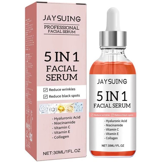 5 In 1 Fade Fine Lines Firming Face Serum Moisturizing Brightening Vitamin C Hyaluronic Acid Facial Serum Shrink Pores Skin Care