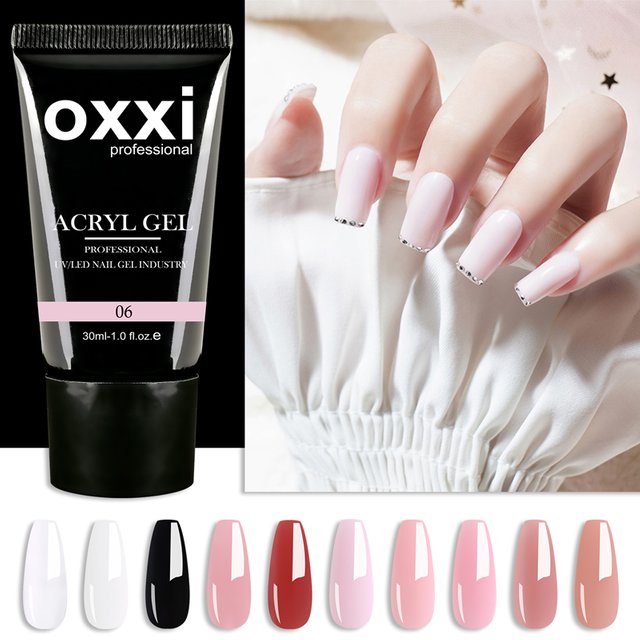 OXXI Acrylic Gel for Nail Extension 30ml Thicker UV Poly Nails Gel Semipermanent Acryl Gel Nail Polish Manicure Builder Varnish
