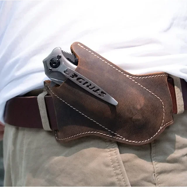 EDC – housse de couteau pliante en cuir, ensemble d'outils tactiques suspendus à la taille, sac de