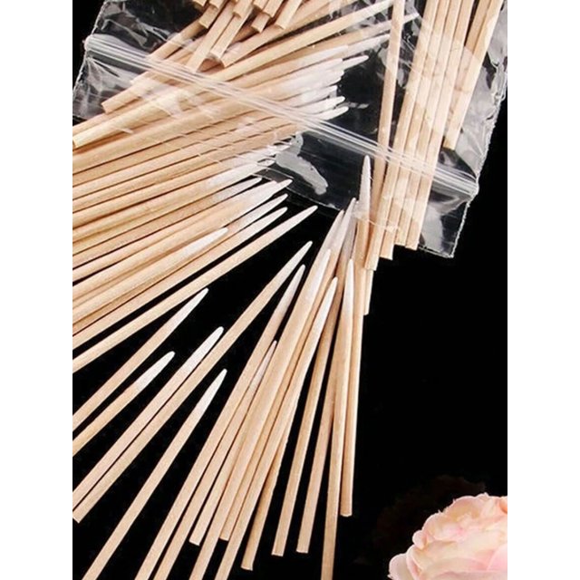 100PCS 300PCS Disposable Cotton Thin Head Wooden Handle Detail Swab Sticker Ear Comb Cleaning Swab Makeup Tool For Home Use
