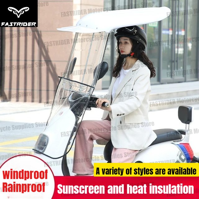 Thickened Electric Vehicle Motorcycle Windshield Parasol Sunscreen Rainproof Canopy for Motorbike