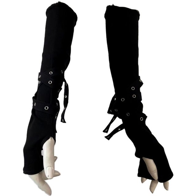Half-fingered Gothic Arm Warmer Unisex Cuff Buckle Design Sun-protective Sleeve Cool Black Sunscreen Sleeve Streetwear