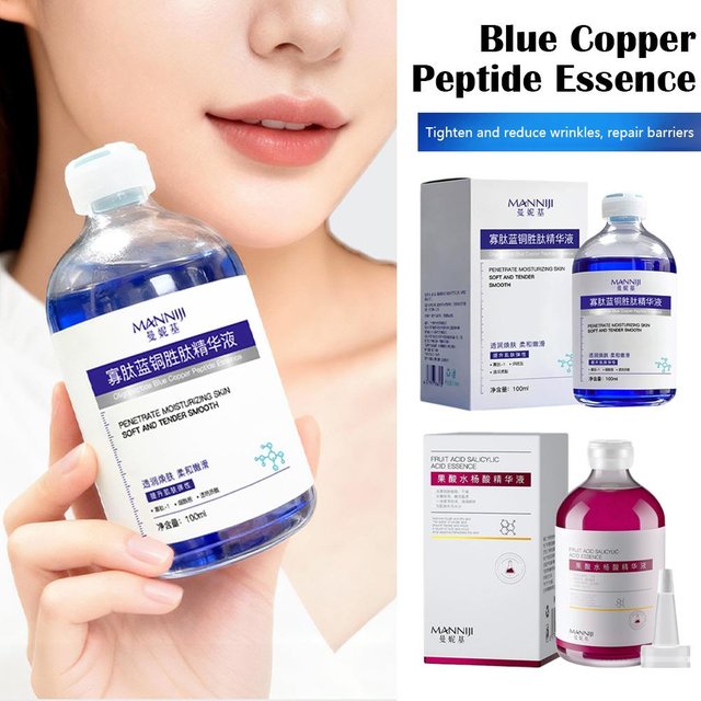Oligopeptide Blue Copper Peptide Face Serum 100ml, Repair Sensitive Skin, Hydrating, Anti Wrinkle Facial Serum Korea Skincare