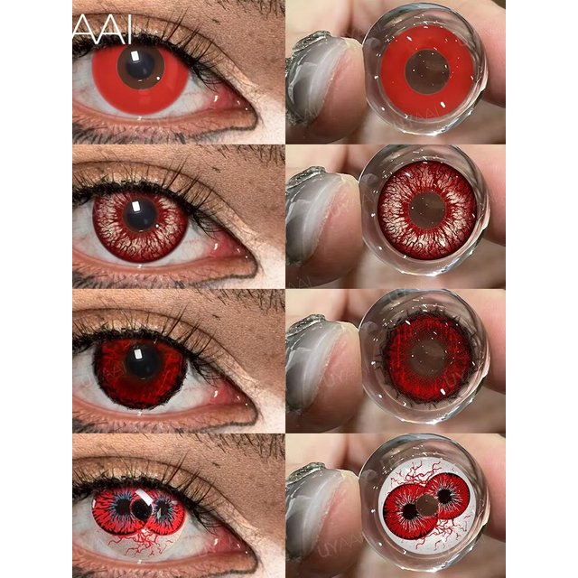UYAAI Cosplay Color Contacts Lenses Cosmetics Colored Pupils Makeup Cosplay Green Contact Lenses Red Lenses White Lenses 14.5mm