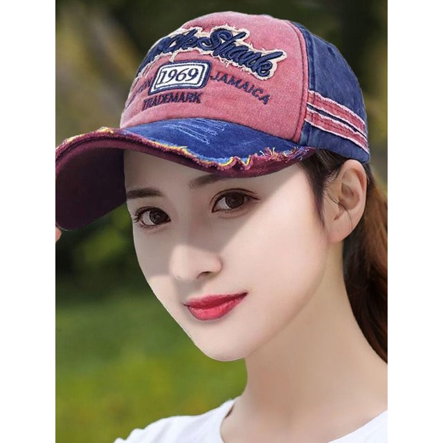 Men Women WASHED DENIM Adjustable Baseball Hats Distressed Faded Cap Embroidery Baseball Caps Sunscreen Hats