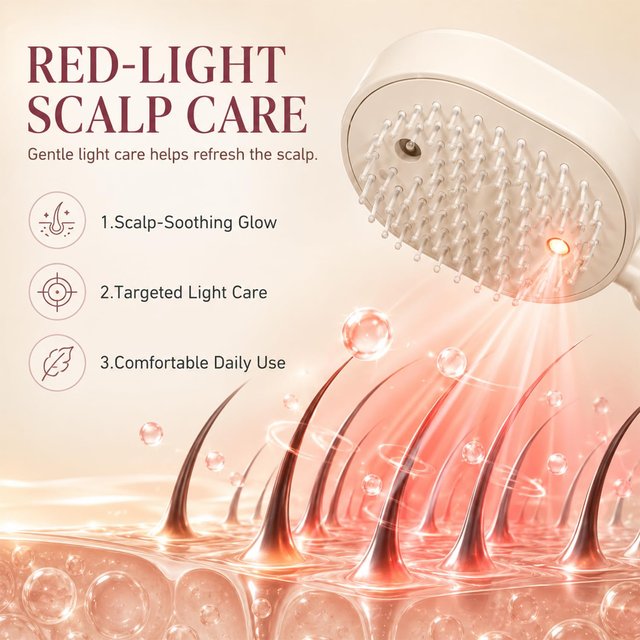 Electric Steam Brush for Hair, Rechargeable Water Spray Hair Brush Anti-Static for Frizzy Hair & Scalp Care,Anti-Static