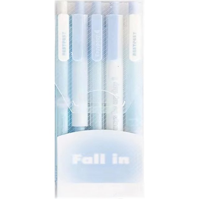 5pcs RosyPosy Powder Blusher Gel Pen Girl's Heart Press Pen Cheap Kawaii Stationery Office Accessories Pens for Writing