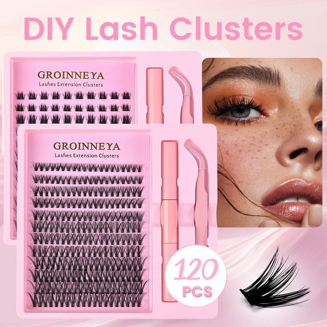 DIY Lash Extension Kit Natural Volume Includes Eyelash Tweezers Bonding Glue For Salon-Quality Results at Home Makeup