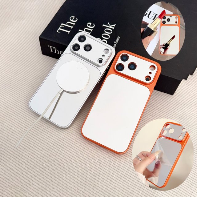 New TPU + PC Plating Makeup Mirror Phone Case For iPhone 17 Pro Max 15 13 14 16 Pro Max For MagSafe Magnetic Bumper Back Cover