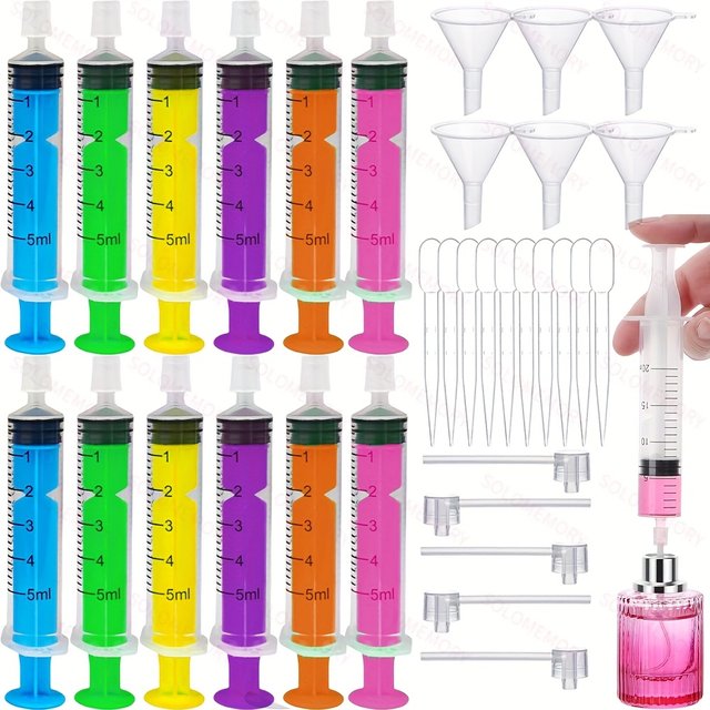 Ensemble de recharge de parfum 20 pièces: entonnoir en plastique, pipettes, compte-gouttes et seringues-parfait pour les voyages et les cosmétiques Dly