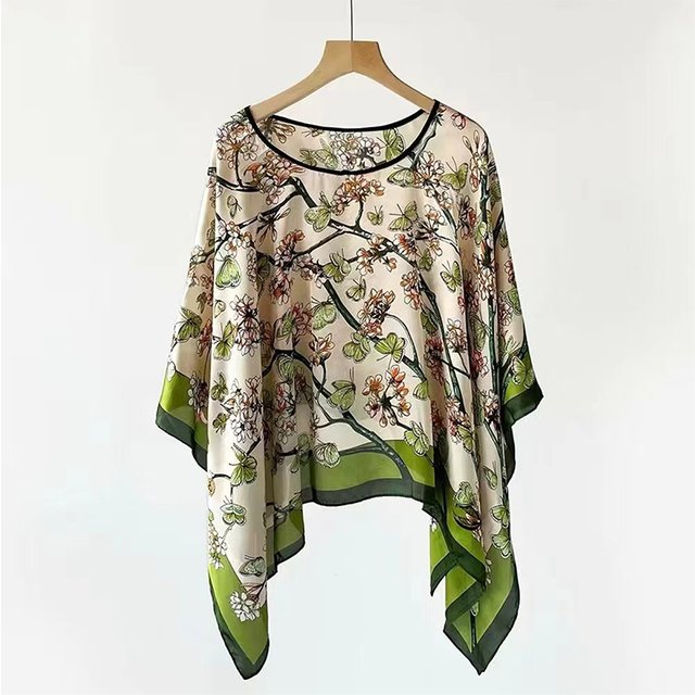 2024 Shawls Summer Beach Sexy Women Fashion Print Chiffon Smock Bikini Cover Up Loose Blouse Sunscreen Comfortable Poncho Hot