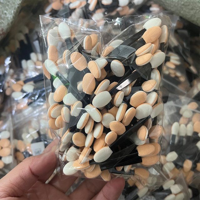 50/100pcs Double Sided Eyeshadow Applicator Mirror Chrome Pigment Sponge Stick Nail Powder Brushes Sponge Disposable