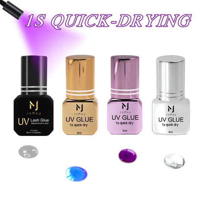 JOMAY Super Eyelash Extension UV Glue Supplies Clean Black Purple Blue Gray Color UV Adhesive Makeup Tool Strongest Fastest Glue